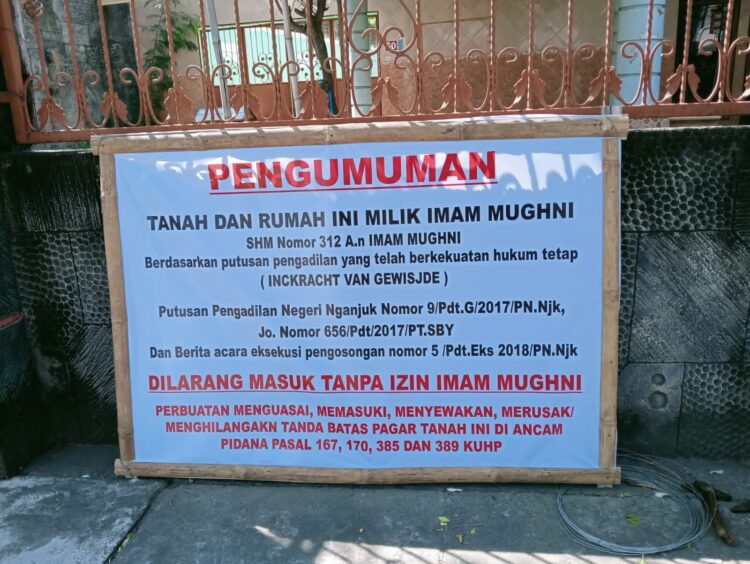 Impi Yusnandar S.Sos.SH.MH. M.AP. MM. Menangkan Kasus Sengketa Tanah dan Rumah di Jln. Barito Nganjuk