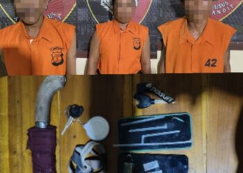 Tiga Pria Ditangkap Polisi Saat Mengonsumsi Sabu di Pos Satpam Katibung Lampung Selatan