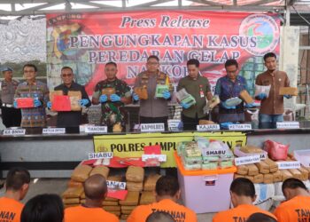 Polres Lampung Selatan Berhasil Ungkap Rp2,9 Miliar dan musnahkan 39,225 Miliar Narkotika