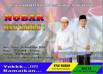 Relawan Sahabat MANDAT dan Blok M Trunojoyo Sampang Gelar Nobar Debat Kandidat Perdana