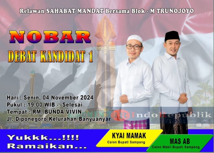 Relawan Sahabat MANDAT dan Blok M Trunojoyo Sampang Gelar Nobar Debat Kandidat Perdana