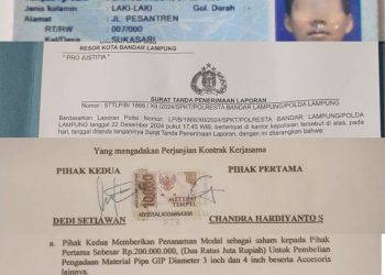 Diduga Gelapkan Dana Rekanan Sebesar 200 Juta CHY CS Direktur CV Kalembo Ade Mautama Pemenang Proyek PKE di Polisikan