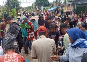 Warga Masyarakat Gelar Aksi Menangkap Ikan Lele di jalan Poros Bumi Daya Pulau Jaya Palas