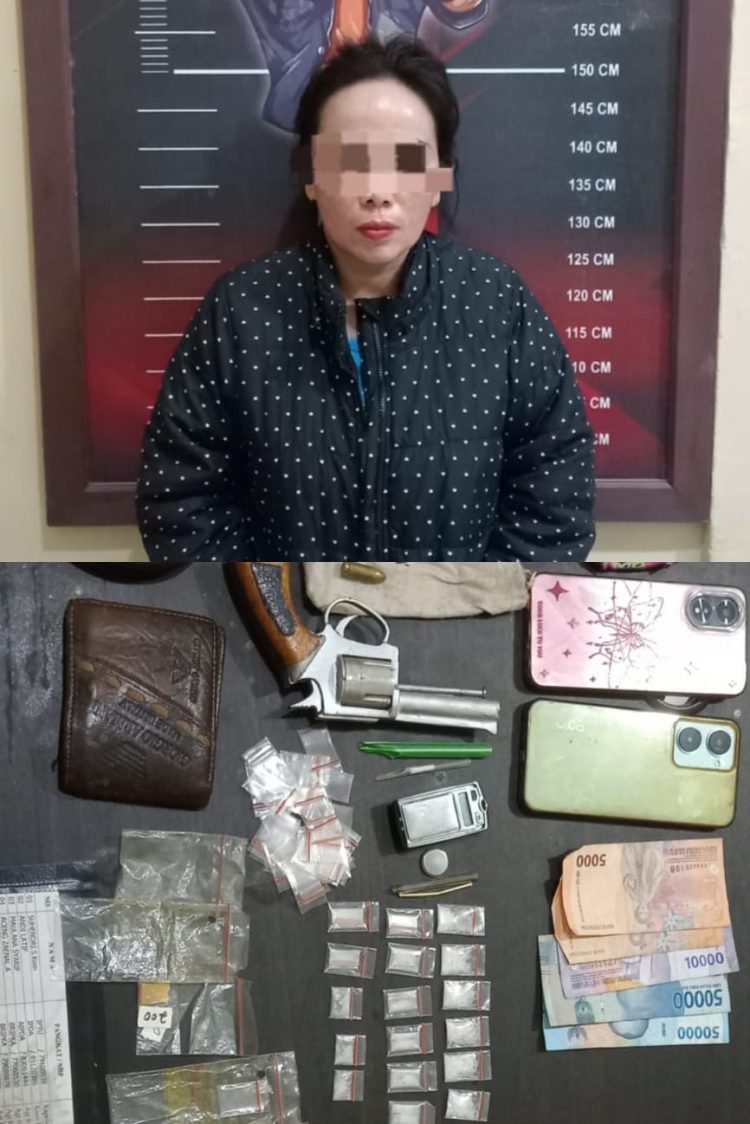 Seorang Ibu Rumah Tangga Diciduk Polisi Saat Ingin Melakukan Transaksi Narkoba dan Memiliki Senpi Ilegal