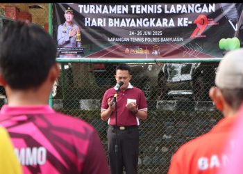 Kapolres Banyuasin Resmi Membuka Turnamen Tenis Lapangan Kapolres Cup Meriahkan HUT Bhayangkara Ke 79