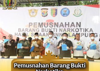 Anggota Komisi I DPRD Provinsi Lampung Hadiri Pemusnahan Barang Bukti Narkotika