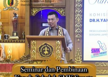 Ketua Komisi V DPRD Provinsi Lampung Hadiri Acara Seminar dan Pembinaan Kepala Sekolah SMK Swasta