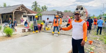Pembangunan Jalan Rabat Beton Pemkab Lampung Selatan di Sambut Gembira Pemerintah Desa Pulau Jaya