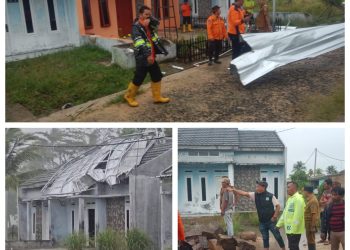 Angin Puting Beliung Rusak 5 Atap Kanopy Rumah Warga di Perumahan Lubuk Lestari
