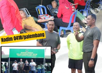 Dandim 0418/Palembang Tinjau Donor Darah HUT Persit ke-80 di Halaman Rumah Dinas Wali Kota ‎Palembang  ‎