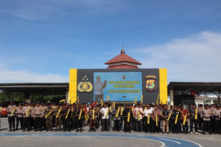 Peran Masyarakat Jadi Kunci Kamtibmas, Polres Lampung Selatan Gelar Apel 1.000 Kentongan