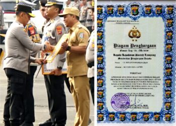 Riyanto pamungkas Bupati Pringsewu Dapat Penghargaan Dari Kapolda Lampung