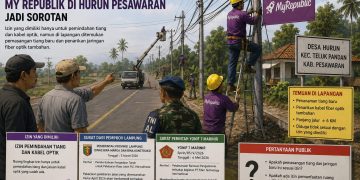 Diduga Kangkangi Aturan, Pemasangan Tiang dan Jaringan My Republik di Hurun Pesawaran Jadi Sorotan