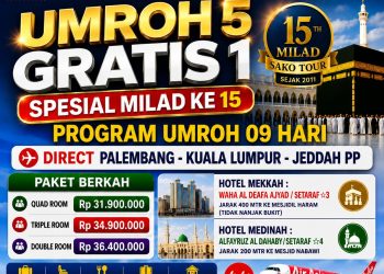 Sako Tour Hadirkan Promo Spesial Milad ke-15, Beli 5 Jamaah Gratis 1 untuk Keberangkatan 20 September 2026
